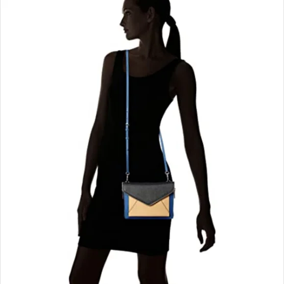 NWOT REBECCA MINKOFF MINI MARLOWE NAVY TAN BLACK CROSSBODY PURSE HANDBAG - Picture 7 of 7